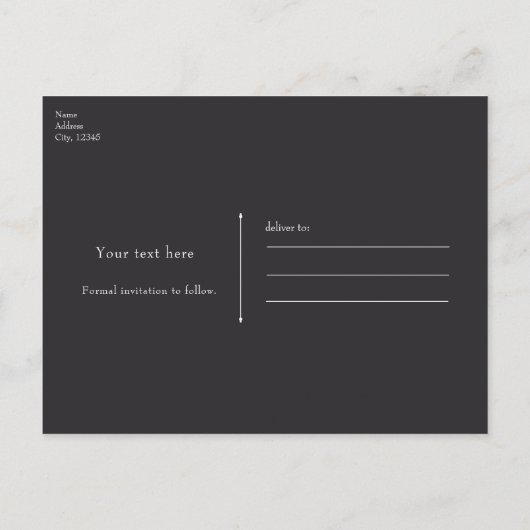 Zwarte lint & paarse roos Save the Date ELKE KLEUR Aankondigingskaart (Achterkant)