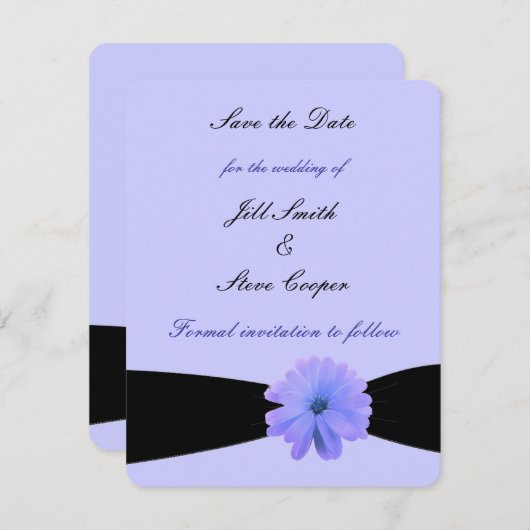 Zwarte lint Paarse ventilator sparen de Datum Save The Date (Voorkant / Achterkant)
