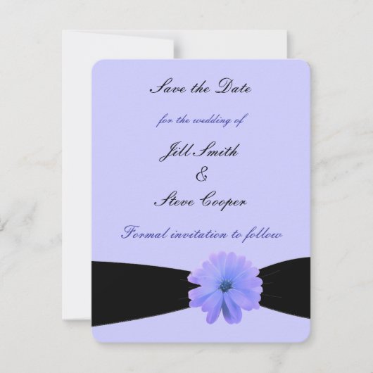 Zwarte lint Paarse ventilator sparen de Datum Save The Date (Voorkant)