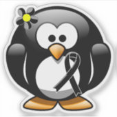Zwarte Lint Pinguïn Sticker (Voorkant)