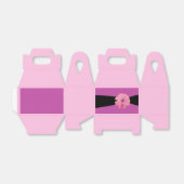 Zwarte Lint Roze Bloem Bedankdoosjes (Uitgevouwen)