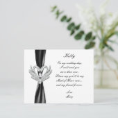 Zwarte lint Zilveren zwanen bruidsmeisje kaart (Staand voorkant)