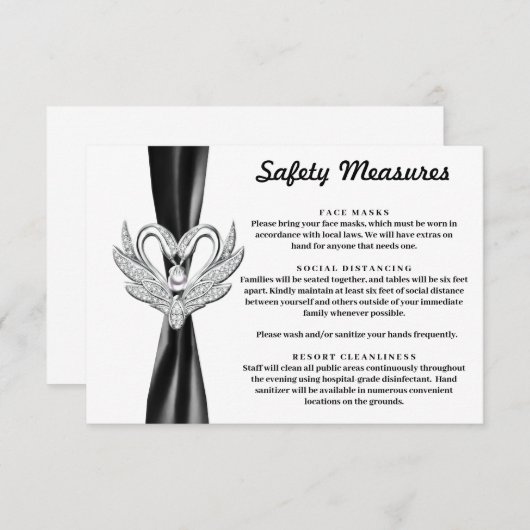 Zwarte lint Zilveren zwanen veiligheidsmaatregelen Informatiekaartje (Voorkant / Achterkant)