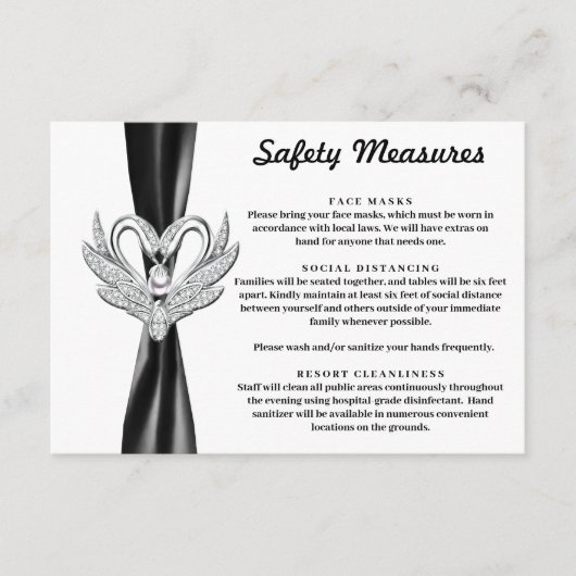 Zwarte lint Zilveren zwanen veiligheidsmaatregelen Informatiekaartje (Voorkant)