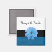 Zwarte lintblauwe ventilator 50e verjaardag magneet (Voorkant / Achterkant)