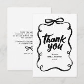 Zwarte lintboog Whimsical Bruiloft Feest Bedankkaart (Voorkant / Achterkant)