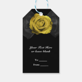Zwarte linten boog & gele roos ELKE KLEUR Favor Cadeaulabel