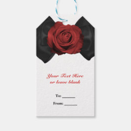 Zwarte linten strik en rode roos Elegant op maat g Cadeaulabel