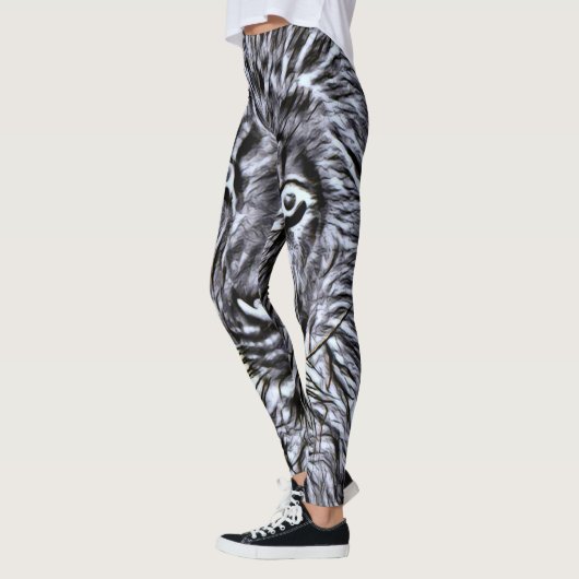 Zwarte Lion Blacklight Trance Leggings (Links)