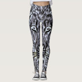 Zwarte Lion Blacklight Trance Leggings (Voorkant)