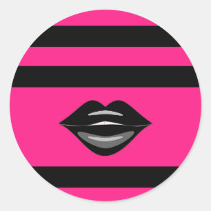 Zwarte lippen hete roze strepen stickers
