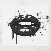 Zwarte lippen stijlvolle mode kus make-up artiest bier etiket (Enkel label)