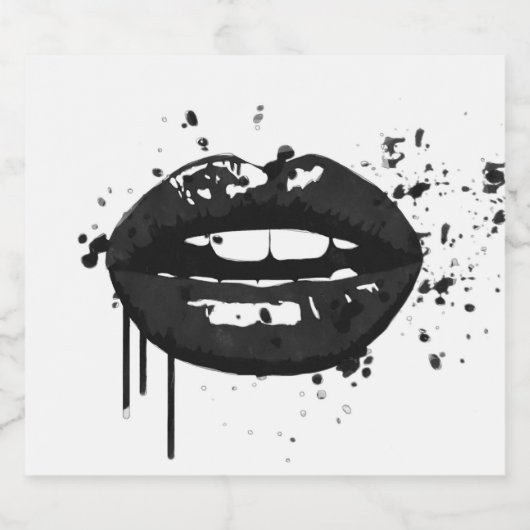 Zwarte lippen stijlvolle mode kus make-up artiest bier etiket (Enkel label)