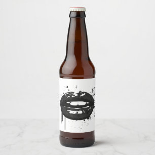 Zwarte lippen stijlvolle mode kus make-up artiest bier etiket