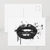 Zwarte lippen stijlvolle mode kus make-up artiest briefkaart (Voorkant / Achterkant)