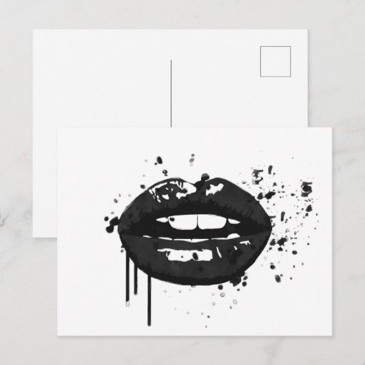 Zwarte lippen stijlvolle mode kus make-up artiest briefkaart (Voorkant / Achterkant)