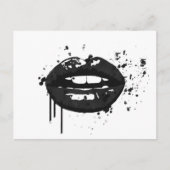Zwarte lippen stijlvolle mode kus make-up artiest briefkaart (Voorkant)