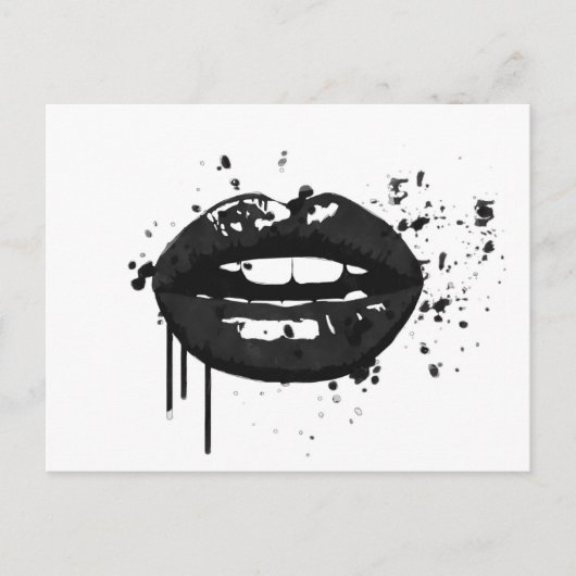 Zwarte lippen stijlvolle mode kus make-up artiest briefkaart (Voorkant)