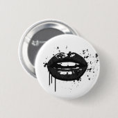 Zwarte lippen stijlvolle mode kus make-up artiest ronde button 5,7 cm (Voorkant /achterkant)