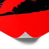 Zwarte lippenstift kus grafisch op rood poster (Hoek)