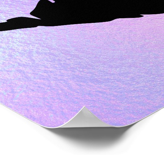 Zwarte lippenstift kus op pastel iriserende Folie Poster (Hoek)