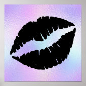 Zwarte lippenstift kus op pastel iriserende Folie Poster (Voorkant)