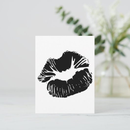 Zwarte Lips Briefkaart (Staand voorkant)