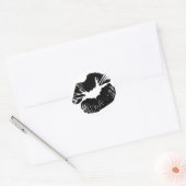 Zwarte Lips Ronde Sticker (Envelop)
