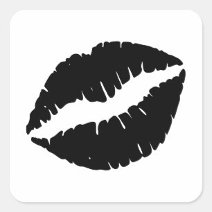 Zwarte lipstick op Lips Kiss Grafisch Vierkante Sticker