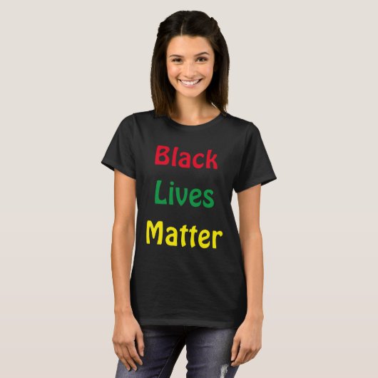 Zwarte Lives Matter Red Green en gele tekst T-shirt (Voorkant volledig)