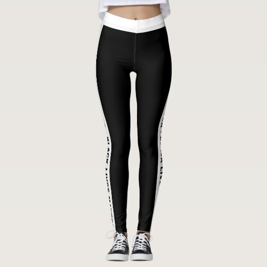 Zwarte Lives Matter - witte zijband op zwart Leggings (Voorkant)