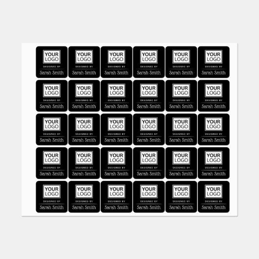 Zwarte logo en tekst met scheidingstekens labels (Vel)