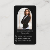 Zwarte logo foto boog Qr code social media Visitekaartje (Achterkant)