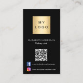 Zwarte logo foto boog Qr code social media Visitekaartje (Voorkant)