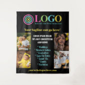 Zwarte Logo Foto Small Business Promo Achtergrond Wandkleed (Voorkant)