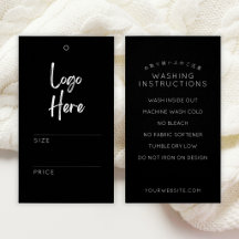 Zwarte Logo Kleding Prijs Wasinstructies Label