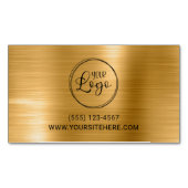 Zwarte Logo met website-URL Goudfolie Magnetisch Visitekaartje (Voorkant)