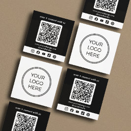 Zwarte Logo QR-code Aangepaste sociale media Vierkante Visitekaartje