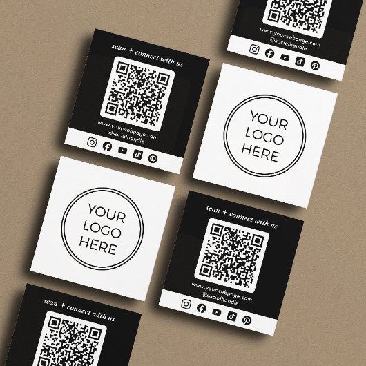 Zwarte Logo QR-code Aangepaste sociale media Vierkante Visitekaartje