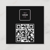 Zwarte Logo QR Code Scan minimalistisch Vierkante Visitekaartje (Achterkant)