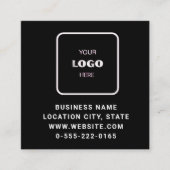 Zwarte Logo QR Code Scan minimalistisch Vierkante Visitekaartje (Voorkant)