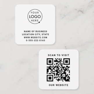 Zwarte Logo QR Code Scan minimalistisch Vierkante Visitekaartje