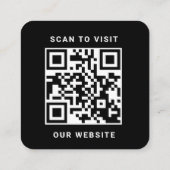 Zwarte Logo QR Code Scan minimalistisch Vierkante Visitekaartje (Achterkant)