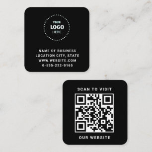 Zwarte Logo QR Code Scan minimalistisch Vierkante Visitekaartje
