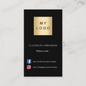Zwarte logo Qr code social media premium Visitekaartje (Voorkant)