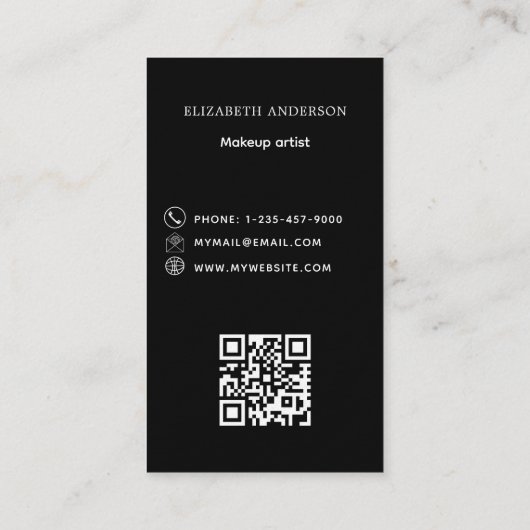 Zwarte logo Qr code social media premium Visitekaartje (Achterkant)