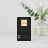 Zwarte logo Qr-code sociale media Visitekaartje (Staand voorkant)