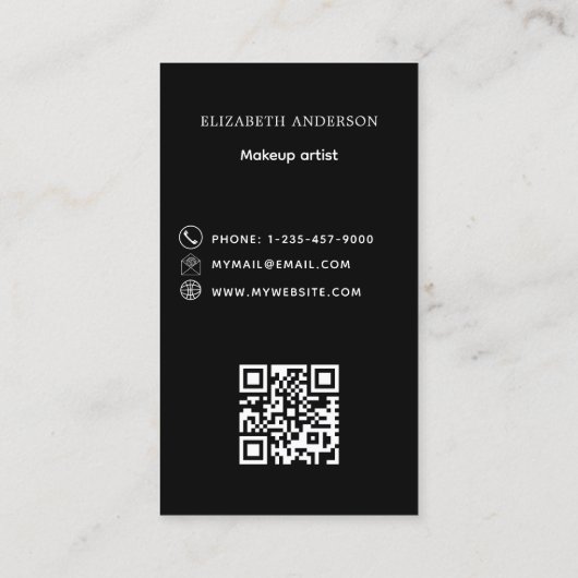 Zwarte logo Qr-code sociale media Visitekaartje (Achterkant)