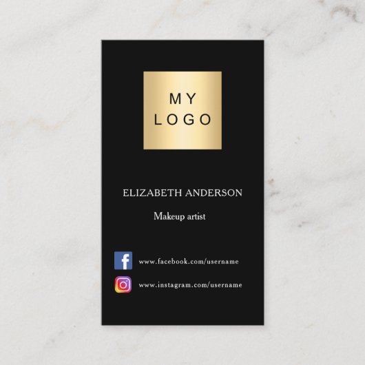 Zwarte logo Qr-code sociale media Visitekaartje (Voorkant)