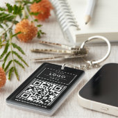 Zwarte Logo QR Website Promo Sleutelhanger (Voorkant Rechts)